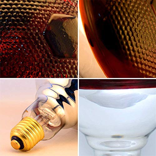  BONGBADA Heat Lamp Bulb PAR38 175 Watts 2 Pack Red Infrared Heavy Thickened Glass Lamp Bulb For Food Service, Brooder Bulb, Chicks, Pet, Bathroom, Light Therapy, Reptiles And Amphibian Use E26 Base