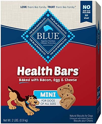  Blue Buffalo Health Bars Mini Natural Crunchy Dog Treats Biscuits, Apple & Yogurt 32-oz Box