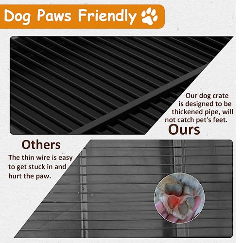  Tuanlove 48" Dog Crate Heavy Duty Indestructible Dog Crate, High Anxiety Dog Crate With Lockable Wheels Double Doors & Locks Design, Removable Tray Design, Upgraded (Silver)