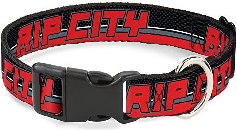  Buckle-Down 15-26" Rip City/Stripe/Mesh Black/Gray/Red Plastic Clip Collar, Large