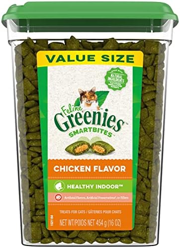  FELINE GREENIES SMARTBITES HEALTHY INDOOR Natural Treats For Cats, Tuna Flavor, 16 Oz. Tub
