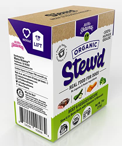  Mama Shawna Organic Stew'd Dog Beef & Veggies Recipe 11 Oz. (6 Pack)