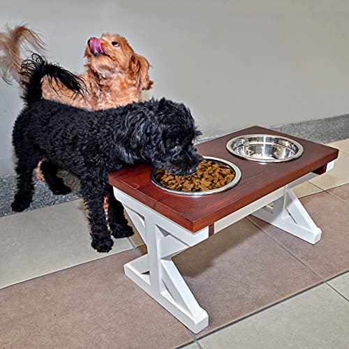  Modern Farmhouse Dog Bowl Stand, Dog Bowls Elevated Dog Food Stand, Raised Dog Bowls For Medium Dogs, Dog Food Bowls Elevated Dog Bowl Stand, Elevated Dog Bowls For Small Dogs, Rustic Dog Bowl Stand