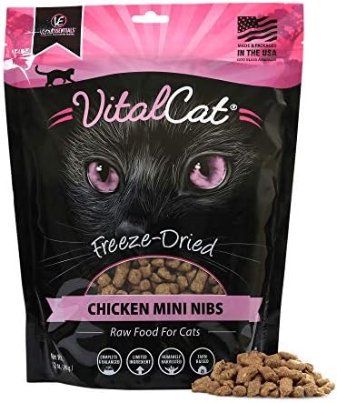  Vital Essentials Freeze Dried Cat Food, Beef & Chicken Mini Nibs 8 Oz