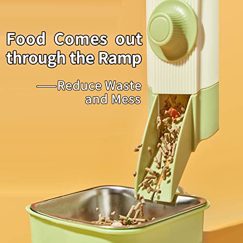  BNOSDM 2 In 1 Rabbit Food Dispenser And Bunny Feeder Bowl Set Rabbit Feeders For Cages Guinea Pig Feeding Dish Pellets For Ferret Chinchilla Hedgehog Small Animals (Green)