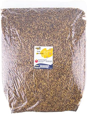  RANZ 5LBS Bulk Non-GMO Dried Mealworms For Chickens, High In Protein Mealworm Treats, Best For Wild Birds, Ducks, Hens, Fish, Turtle, Hedgehog, Hamster, Reptiles & Amphibian.
