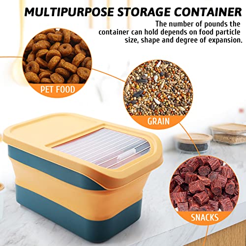  BNOSDM 2 Pack Folding Pet Food Storage Container, 15lb Dog And Cat Food Storage Bin, Clear Sliding Lid, Suitable For Pet Food, Rice, Flour, Plastic, Easy Storage Green