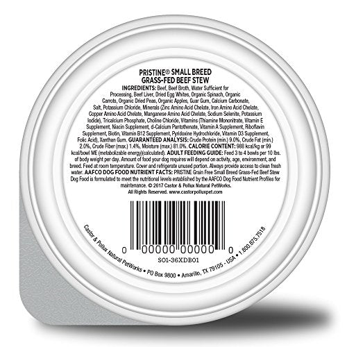  Castor & Pollux Pristine Grain Free Small Breed Grass-Fed Beef Stew Canned Dog Food, (12) 3.5oz Cans