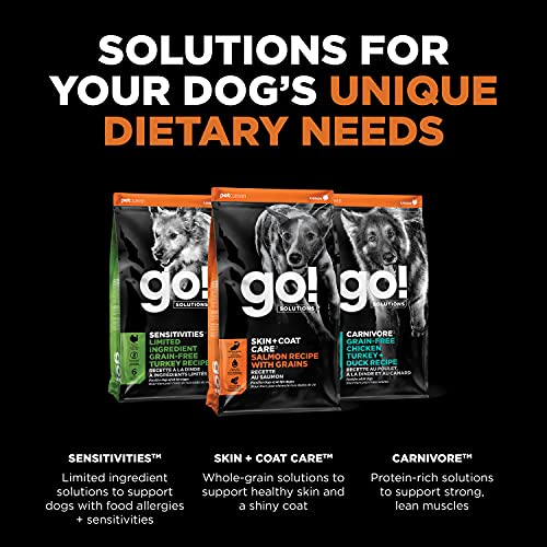  GO! SOLUTIONS Skin + Coat Care - Dry Dog Food, 25 Lb - Salmon Recipe With Grains For All Life Stages - Complete + Balanced Nutrition For Dogs