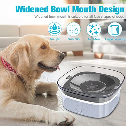  UPSKY 70oz Dog Water Bowl 2L No Spill Large Capacity Slow Feeder, Spill Proof Pet Water Dispenser Vehicle Carried Travel Drinking Water Bowl For Dogs, Cats