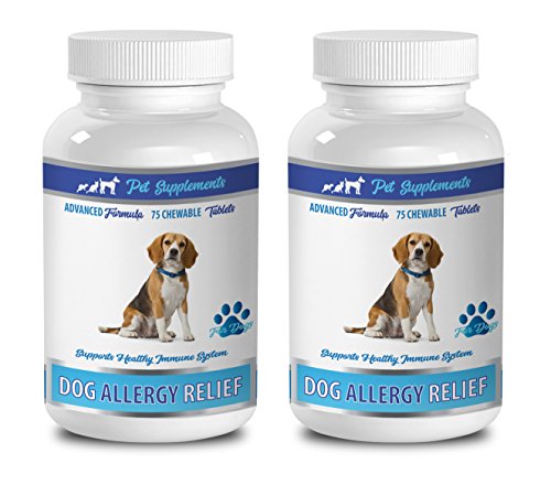  Dog Itch Remedies - Allergy And Itch Relief For All Dogs - Any Size - With Turmeric And QUERCETIN - Immune Boost - Turmeric For Large Dogs - 2 Bottles (150 Tablets)