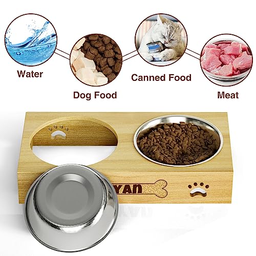  Personalized Dog Bowl - Custom Dog Food Container With 2 Stainless Steel Bowls, Elevated Dog/Cat Food And Water Bowls Stand Feeder, Raised Pet Bowls For Small Cats And Dogs With Anti Slip Feet