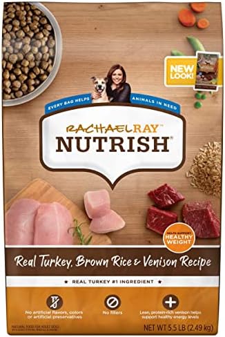  Rachael Ray Nutrish Dry Dog Food, Turkey, Brown Rice & Venison Recipe For Weight Management, 13 Pounds