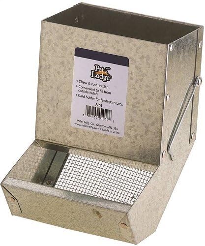  Pet Lodge® Steel Small Animal Feeder With Lid | Cage Rabbit Feeder | Holds Several Days Worth Of Food | 5 Inch