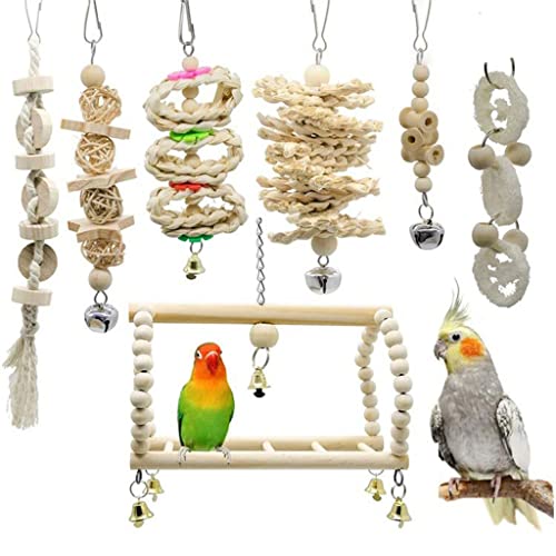  JYDQM 7pcs Bird Toys Cockatiel Parrot Toys And Accessories Budgie Perch Stand Parkiet Speelgoed Vogelspeelgoed