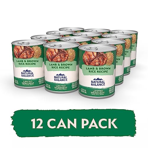  Natural Balance Limited Ingredient Adult Wet Canned Dog Food With Healthy Grains, Lamb & Brown Rice Recipe, 13 Ounce (Pack Of 12)