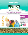  TOP's Parrot Food Mini Pellets Bird Food For Budgies, Cockatiels, Parrotlets, Lovebirds, Parakeets - Non-GMO, Peanut Soy & Corn Free, USDA Organic Certified - 4LBS