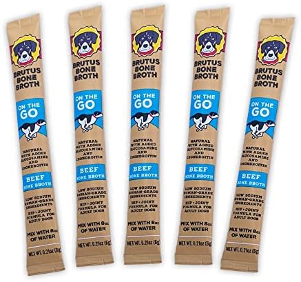  Brutus Instant Vegetable Broth For Dogs & Cats | Natural W/Omegas & Turmeric For Healthy Coat & Skin |Made In USA | Human Grade | Hydrating Dog Food Topper, Gravy, & Treat Vegan Salmon 10-pk