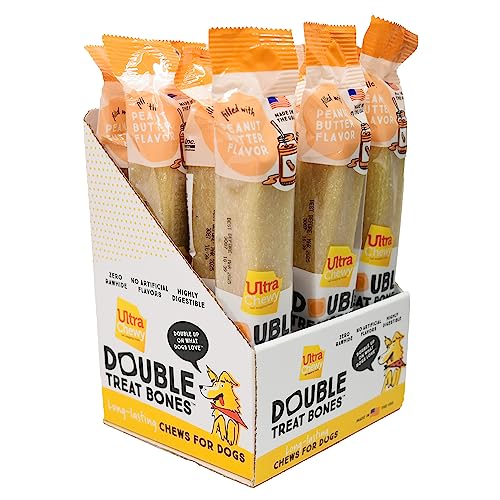  Ultra Chewy Naturals Dog Treats Bone Made In USA Highly Digestible Irresistible Flavors Special Box With Individual Packages (Peanut Butter, 12 Count)