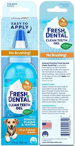  Naturel Promise Fresh Dental Clean Teeth Gel, 4 Fl Oz - Easy To Use Pet Dental Gel That Helps Remove Plaque, Tartar, And Freshen Breath-No Brushing Pet Oral Care For Dog Dental Care, Cat Dental Care