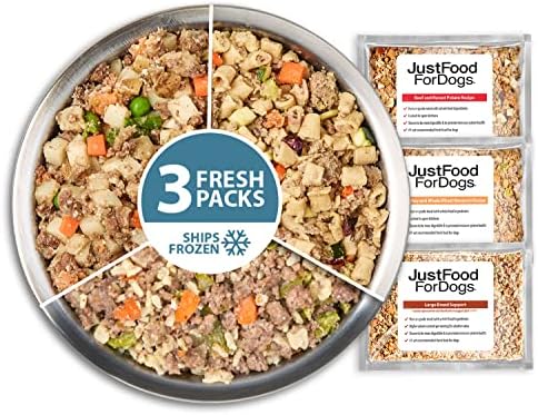  JustFoodForDogs Frozen Fresh Human Grade Dog Food, Sampler Variety Pack, (18 Oz - 7 Pack)
