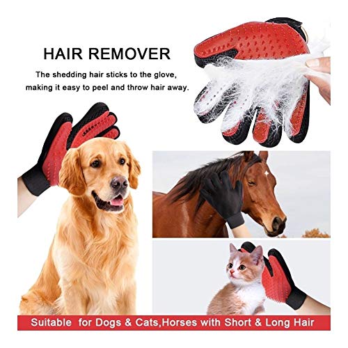  YangYan Cat Grooming Gloves Dog Hair Remover Gentle Deshedding Brush Comb Tool Pet Massage Mitt With Enhanced Long/Short Fur (Color : Blue Left, Size : One Size)