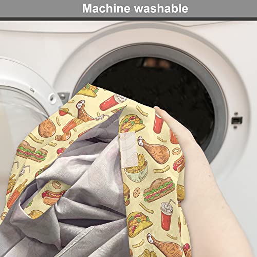  Lunarable Soda Dog Crate Cover, Fast-Food French Fries Hamburgers Onion Rings Wings Chips Retro Unhealthy Menu, Easy To Use Pet Kennel Cover For Small Dogs Puppies Kittens, 24 Inch, Multicolor