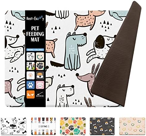  Rest-Eazzzy Absorbent Dog Bowl Mat 18"x30", Dog Food Mat, Non-Slip Pet Food Mat, Large Dog Mat For Food And Water, Durable And Eco-Friendly Dog Feeding Mat- Waterproof Backing, Machine Washable