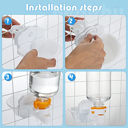  Riakrum 2 Pieces Dog Water Bottle For Crate 17oz Anti-Overflow Pet Cage Water Dispenser Automatic Hanging Cage Bottle For Small Dogs Cats Bunny Ferret Small Animals Crate Kennel Cage, 2 Colors