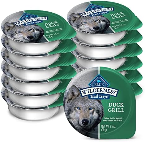  Blue Buffalo Wilderness Trail Trays High Protein, Natural Adult Wet Dog Food Cups, Beef Grill 3.5-oz (Pack Of 12)