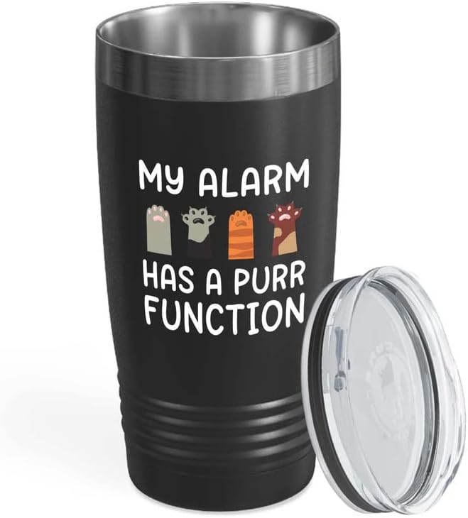  Cat Owner Black Tumbler 20oz - Find Your Body - Cat Women Fun Cat Parents Stuff Lady Paws Pet Dad Gifts