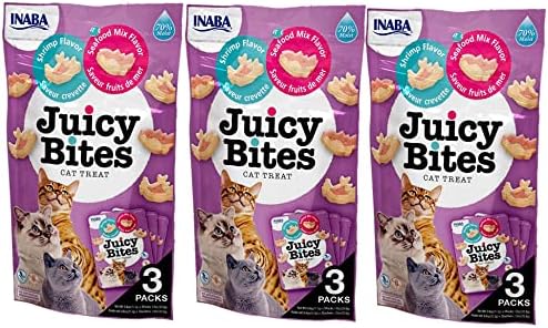  INABA Juicy Bites Grain-Free, Soft, Moist, Chewy Cat Treats With Vitamin E And Green Tea Extract, 0.4 Ounces Per Pouch, 15 Pouches (3 Per Pouch), 5 Flavor Variety Pack