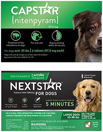  CAPSTAR (nitenpyram) Oral Flea Treatment For Dogs, Fast Acting Tablets Start Killing Fleas In 30 Minutes, Medium & Large Dogs (Over 25 Lbs), 6 Doses