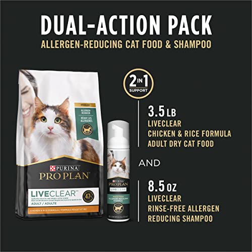 PURINA PRO PLAN Pro Plan LiveClear Starter Kit Featuring Pro Plan LiveClear Cat Food Chicken And Rice Formula And LiveClear Cat Shampoo