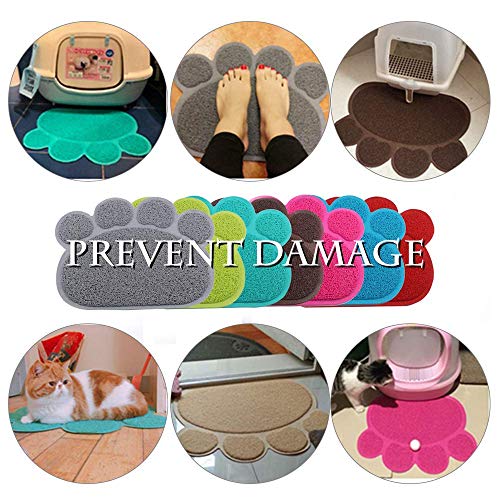  IHOO Pet Feeding Mat Cats Dog PVC Pads Non-Slip Puppy Kitten Dish Bowl Food Water Cat Litter Placemat Mat Paw Shape,1Pcs Red