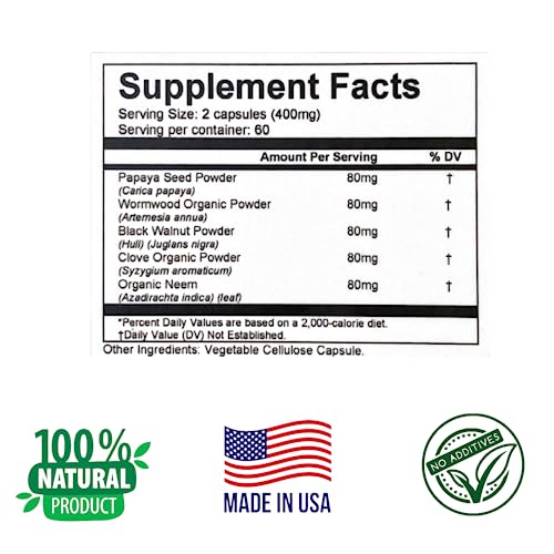  ParasiteCleaner - Natural Digestive Health Supplement With Papaya Seed, Wormwood, Black Walnut, Clove & Neem