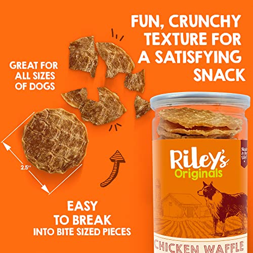  Riley's Waffles Chicken Chips For Dogs With Turmeric, USA Sourced Chicken Dog Treats - Limited Ingredient Healthy Treats, Dehydrated Jerky Dog Treats