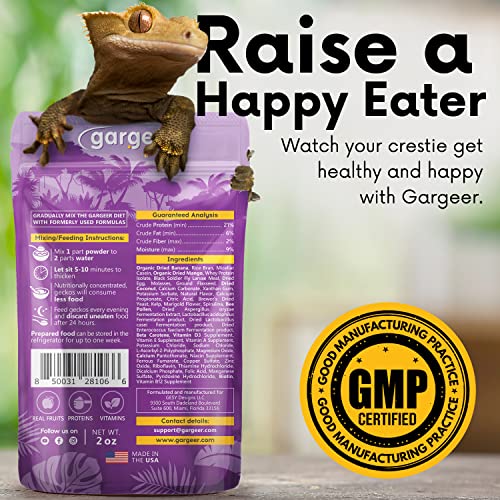  Gargeer 2oz Complete Crested Gecko Food Diet. Premium Mix, Ready To Use Freshly Made Powder. Unique Formula, Developed & Made In The USA. Enjoy! (Tropical + Insects Protein)