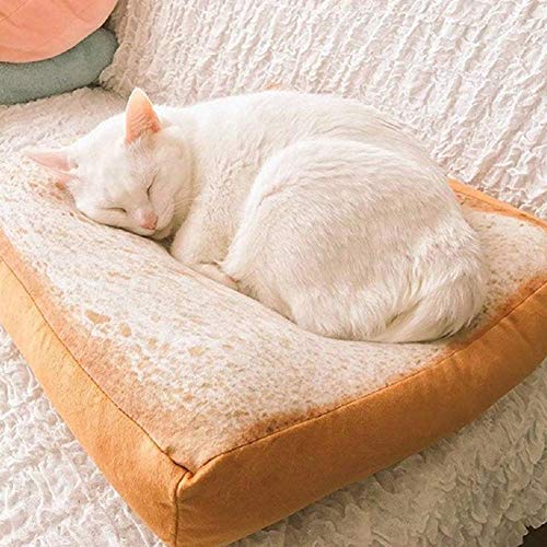  SONGBIRDTH Unique Toast Washable Cat Dog Sleeping Pad Mattress Soft Warm Pet Bed Carpet,Breathable Cotton Blend,Removable Easy To Clean 60 * 60cm