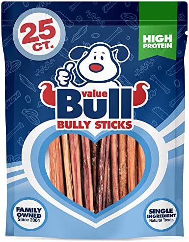  ValueBull Bully Sticks For Small Dogs, Extra Thin 6 Inch, 200 Count - All Natural Dog Treats, 100% Beef Pizzles, Single Ingredient Rawhide Alternative