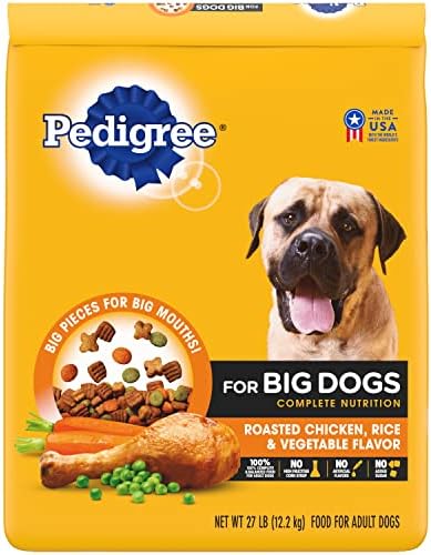  Pedigree For Big Dogs Adult Complete Nutrition Large Breed Dry Dog Food Roasted Chicken, Rice & Vegetable Flavor Dog Kibble, 16 Lb. Bag