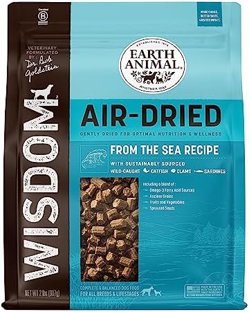  EARTH ANIMAL Wisdom Air Dried Dog Food | Turkey Recipe Premium Natural Dog Food | All Breeds & Ages | Made In The USA | 2 Pound Bag
