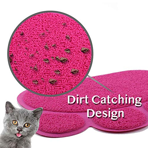  IHOO Pet Feeding Mat Cats Dog PVC Pads Non-Slip Puppy Kitten Dish Bowl Food Water Cat Litter Placemat Mat Paw Shape,1Pcs Red