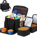  Kundu Cat & Dog Travel Bag - Includes 2 Food Carriers, 2 Bowls & Place Mat - Airline Approved - Black,6 Piece Set,KDU-011