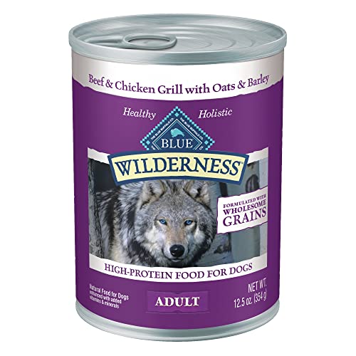  Blue Buffalo Wilderness High Protein Natural Adult Wet Dog Food Plus Wholesome Grains, Beef & Chicken Grill 12.5-oz Cans (Pack Of 12)