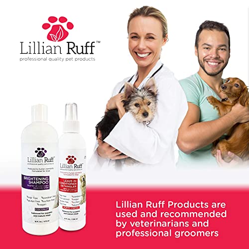  Lillian Ruff Ultra-Brightening Professional Whitening Shampoo For Dogs & Leave-in Dog Conditioner Detangler Spray Set - PH-Balanced Dog Whitening Shampoo & No Rinse Hydrating Dog Conditioning Spray