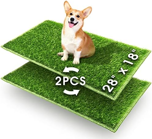  Hompet Dog Grass Pad With Tray Large, 2 Pcs Artificial Grass Training Pads With Pee Baffle Patch Puppy Turf Potty For Indoor And Outdoor Use, Ideal For Small And Medium Dogs (30"×20")