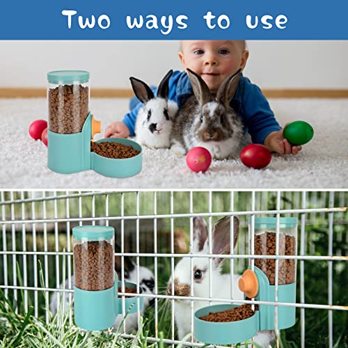  Rypet Rabbit Automatic Feeder, 35oz Hanging Automatic Bunny Food Dispenser With Lid For Small Animals,Guinea Pig, Rabbit, Ferret