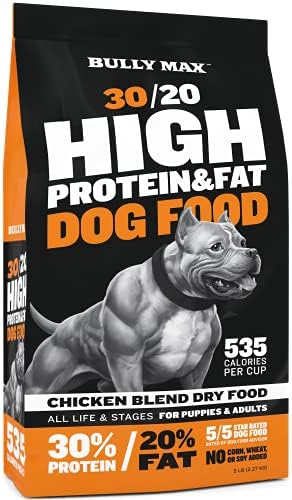  Bully Max High Performance Super Premium Dog Food (40 Pound Bag). For All Breeds And All Ages (Puppies And Adult Dogs). 535 Calories Per Cup. For Muscle, Growth, And Weight.
