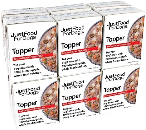  JustFoodForDogs Dog Food Toppers - Beef & Russet Potato Stew, 12 Pack (11 Oz), Wet Dog Food Toppers With Human Grade, Grain Free And Whole-Food Ingredients For Small And Large Pets
